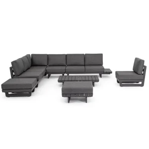 Luxury Baroque Hotel Furniture Aluminium Outdoor Sofa with Coffee Table Patio L shape Seating Group Garden Lounge Sofa