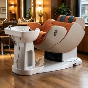 Luxury Beauty Salon Spa Electric Hair Washing Massage Chair with Ceramic Basin and 360 Degree Rotating Function