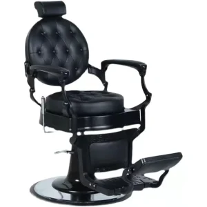 Luxury Black Barber Shop Chair for Men’s Barber Salons Hotel School Use PU Leather Adjustable Backrest Modern Design