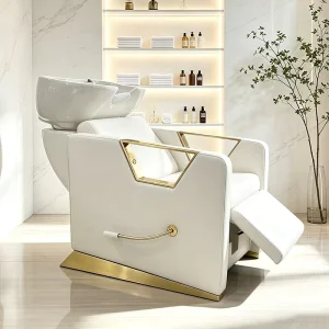 Luxury Black Gold Massage Table with Black Ceramic Bowl Electric 2 Motor Adjustable Backrest Legrest Salon Furniture