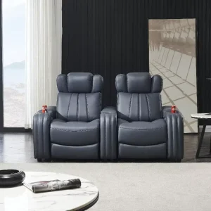 Luxury Black Leather Home Cinema Theater Chairs Furniture Sets Power Electric Recliner Functions Home Theater Sofa