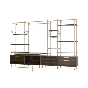 Luxury Bookshelf Modern Designer 304 Stainless Steel Rack Wood Multi tier Display Shelf for Villa Mansion Designer Project