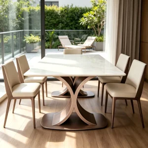 Luxury Bronze Heavy Duty Metal Table Pedestal with X Shape Base for Dining Table