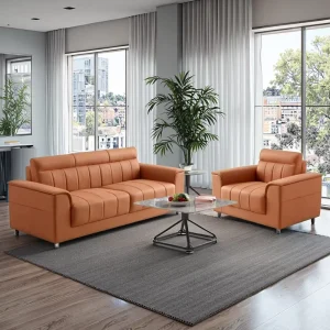 Luxury Brown Executive PU Leather Office Sofa Set Modern for Apartment Home Office Hotel or Hospital