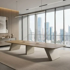 Luxury CEO Meeting Table Large Boardroom Furniture E1 MDF Board Modern Executive Conference Table Smart Hub Boss Desk