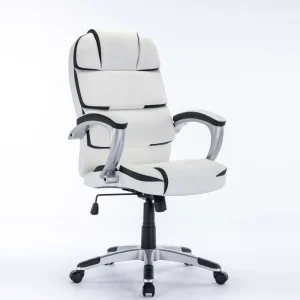 Luxury Chairs for Office Waiting Area Mid Back Swivel Executive Chairs Ergonomic Leather White Office Chair