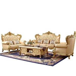 Luxury Chesterfield Modular Sofa Set European Style 4 Reclining Modern Design High Quality Genuine Leather Sponge Solid