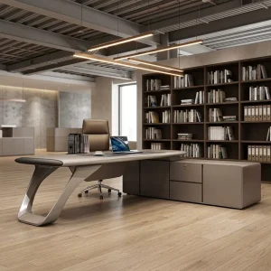 Luxury Chinese Style Modern Customizable Wood Commercial Use Rectangular Office Desk Chair File Cabinet