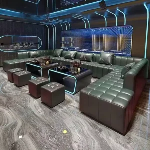 Luxury Classic Leather Sofa Bar Counter Table Customized Nightclub Furniture for KTV Bar & Hotel Restaurant Furniture