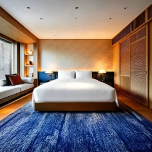 Luxury Coastal Hotel Furniture Single Bedroom Set Hand Stitched Leather Panel Bed for Premium Oceanfront Suites