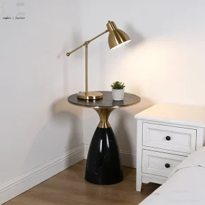 Luxury Coffee Tables Nordic Living Room Furniture Black Metal Gold Glass Round Modern Small Service Side Table