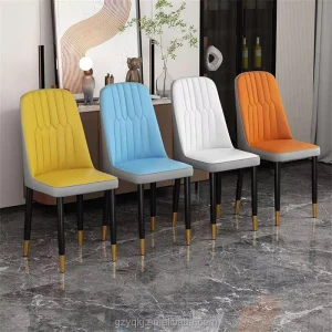 Luxury Comfortable PU Leather Dining Chairs with Soft Leather Seat Portable Metal Industrial Bar for Home Office and Hotels