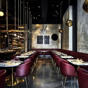 Luxury Commercial Double-side Leather Booth Seating Marble Hotel Restaurant Table and Chair Bench Booth Seating Furniture Set