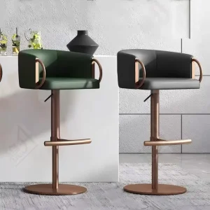 Luxury Commercial & HomeStainless Steel Nappa Leather Fabric Barstool Upholstered Kitchen Gold High Chair Bar Stool