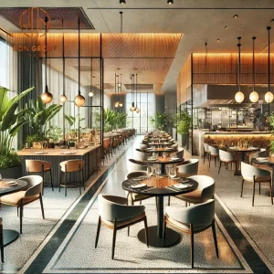 Luxury Commercial Hotel Restaurant Furniture Black Round Table and Leather Chair Set for Cafe