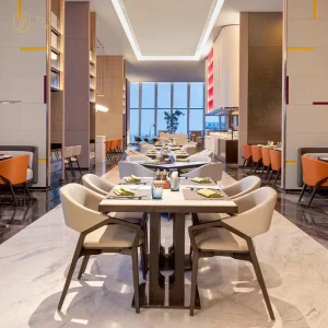 Luxury Commercial Restaurant Furniture Set for Indoor Modern Hotel Cafes Marble Tables and Chairs Set