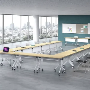 Luxury Conference Table Big Size Wood Portable U Shaped Meeting Table for 30 Places