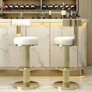 Luxury Contemporary Durable Bar Stool Set for Hotel Living Room Nightclub KTV Outdoor Dining Iron Metal Frame Velvet Upholstery