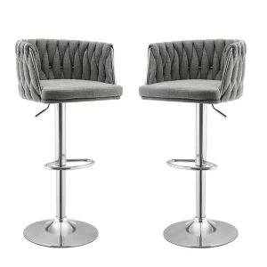 Luxury Counter High Bar Chairs with Adjustable Swivel Hydraulic Gas Lift Stools for Dining Living Room Hotel Industrial Base
