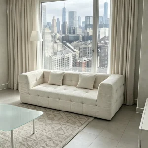 Luxury Cube Style Compressed Sofa Vacuum Packed Two Seater Couch for Modern Living Room Apartment Furniture Projects