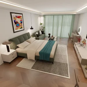 Luxury Custom Made Wood Panel Hotel Bedroom Furniture Set for Full House Eco-Friendly Modern Design Resort & Apartment Use