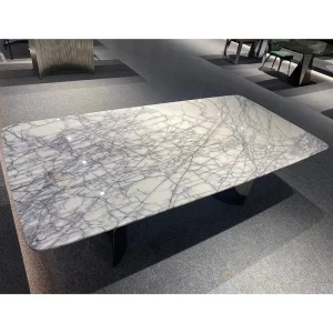 Luxury Customized Center Lilac Marble Coffee Tables Modern Tea Center Table with Stainless Steel