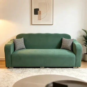 Luxury Dark Green Velvet High Density Foam Sofa Apartment Hotel Villa Office Living Room Sofa