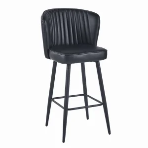 Luxury Design Bar Chairs and Stools Black PU Waterproof Leather for Kitchen and Restaurant Bar Coffee