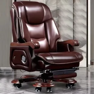 Luxury Design Ergonomic Executive Office Chairs Manager Wood Leather Office Chair