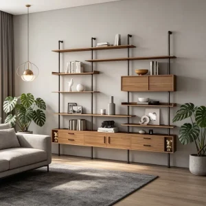 Luxury Design Modern Metal Space Saving Freestanding Bookshelf 6 Shelves Eco Friendly Home Office Bedroom Living Room Furniture