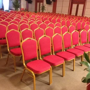 Luxury Design Stackable Restaurant Rental Gold Metal Iron Steel Banquet Hotel Chairs