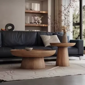 Luxury Design Wooden Round Classic Modern Simple Coffee Table Luxury Center Table Walnut Color Living Room Coffee Table Set