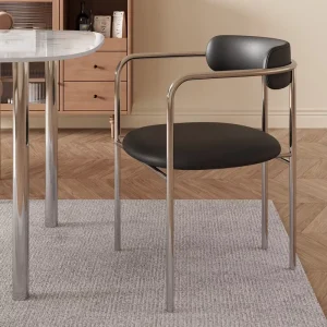 Luxury Dining Chairs with Stainless Steel Armrests & Waterproof Backrests Modern Design for Home Hotels Living Rooms