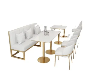 Luxury Dining Furniture Sets with Artificial Marble Tables and Chairs Modern Design Home & Restaurant Use 10-Year Warranty