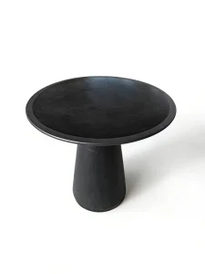 Luxury Durable Modern Steel Black Round Coffee Table with Pedestal Base for Living Room and Home Office