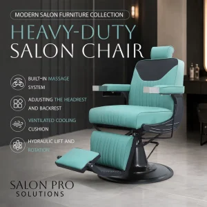 Luxury Electric Massage Barber Chair Heavy Duty Reclining Tilting Salon Chair with Leg Rest Professional Hairdressing Furniture