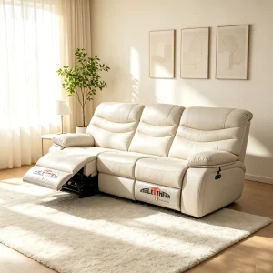 Luxury Electric Recliner Sofa Set Genuine Leather 3+2 Seater Power Motion Living Room Sofa Modern Beige Home Theater Couch
