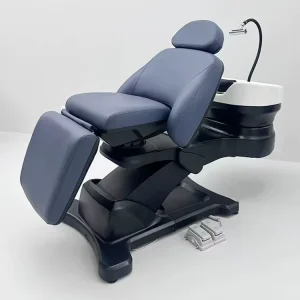 Luxury Electric Reclining Lay Down Contemporary Hair Salon Spa Washing Chair Ceramic Basin PU Leather Rotation Modern Design