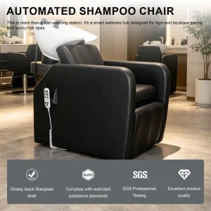 Luxury Electric Shampoo Chair Professional Salon Backwash Unit with Remote Control Motorized Legrest & Backrest Adjustment