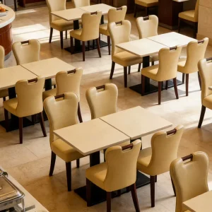 Luxury Elegant Upholstered Hotel Chair Dining Seating with Solid Wood Legs for Restaurant Hospitality Projects