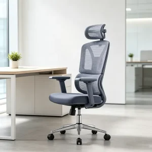 Luxury Ergonomic Executive Office Chair Comfortable Swivel Modern Rocking Mesh Fabric Stainless Steel Base Office