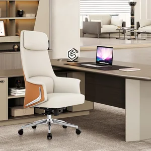 Luxury Ergonomic Modern Swivel Manager Adjustable Office Chair for Work Executive Genuine Leather Office Chairs