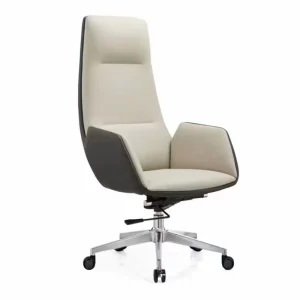 Luxury Ergonomic Office Chair with Genuine Leather and High-Density Foam, European Style High Back Executive Swivel Chairs