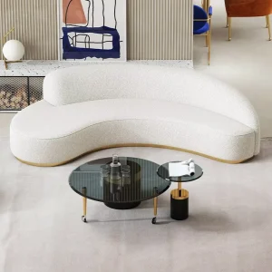 Luxury European Italian Modern Design Velvet Fabric Modular White 3 Seater Tufted Lounge Sofa Set Wooden Frame Park Workshop