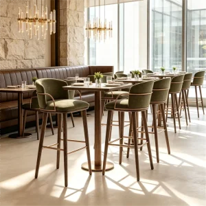 Luxury European Style Bar Furniture Restaurant Furniture Leather Upholstered Bar Stool Modern Counter for Hookah or Night Club