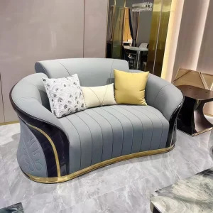 Luxury European Style Velvet Fabric Sectional Sofa Set with High Density Sponge for Living Room Hotel Mall Furniture