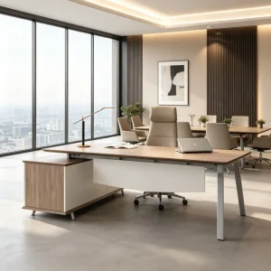 Luxury Executive Office Desk and Chair Home Office Computer Table L Shape Desk Gaming Steel Office Desk