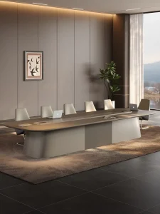 Luxury Extendable Modular Conference Table Set with 10 Chairs for Modern Office School Dining Use