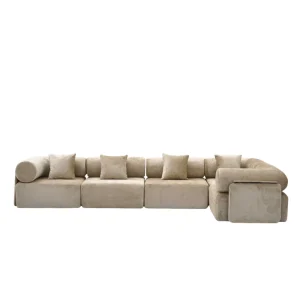 Luxury Fabric Reclining L Shape Half compressed Sofa Vacuum Packed in 3 Boxes Easy Assembly Sectional Villa Hotel Living Rooms