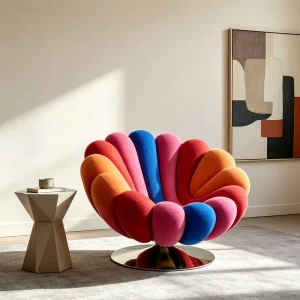 Luxury Floral Tufted Modular Single Sofa Cashmere Lined Leisure Chair Modern Home Office Living Room Dining Bedroom Hotel